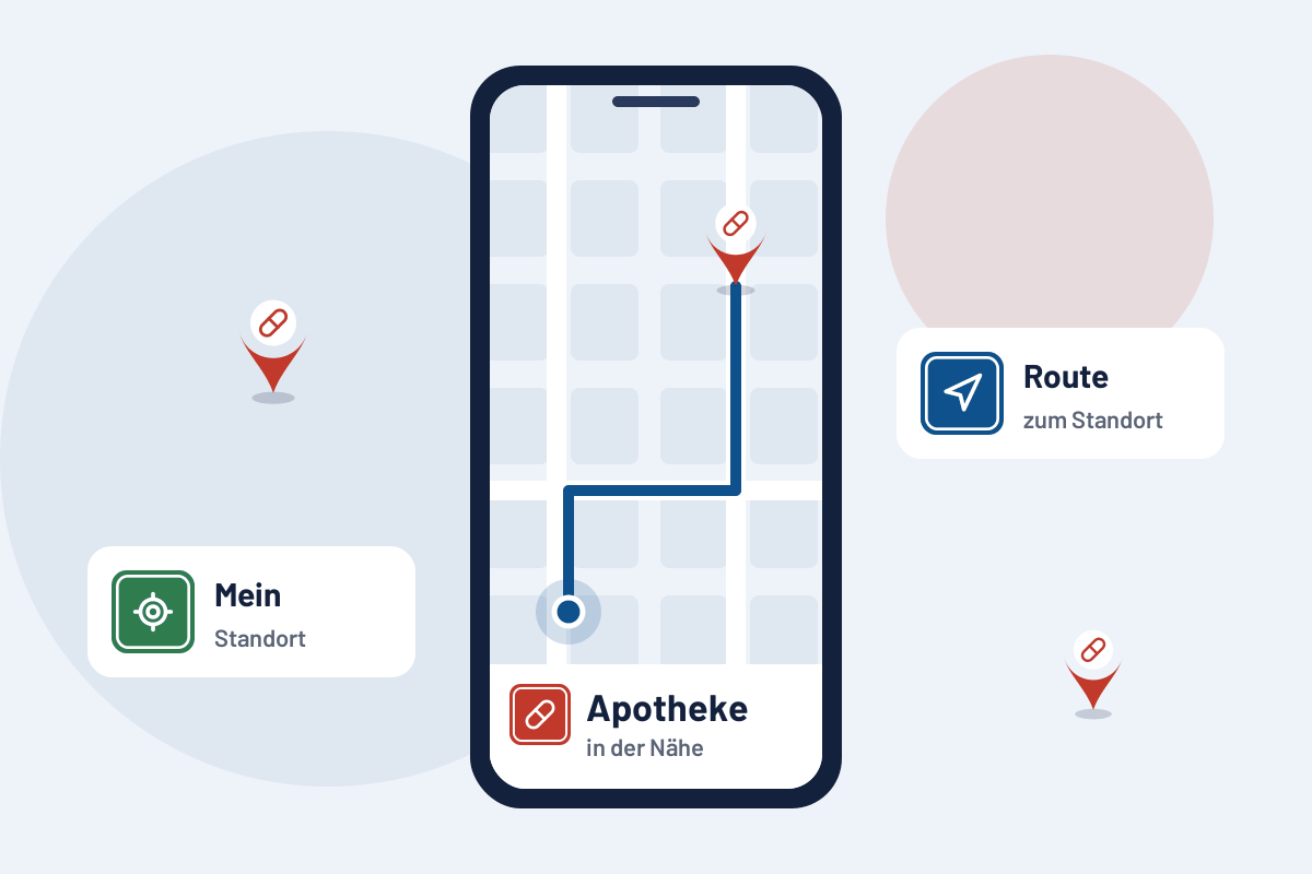 Apotheke in der Nähe: Route zur nächsten Adresse auf dem Handy