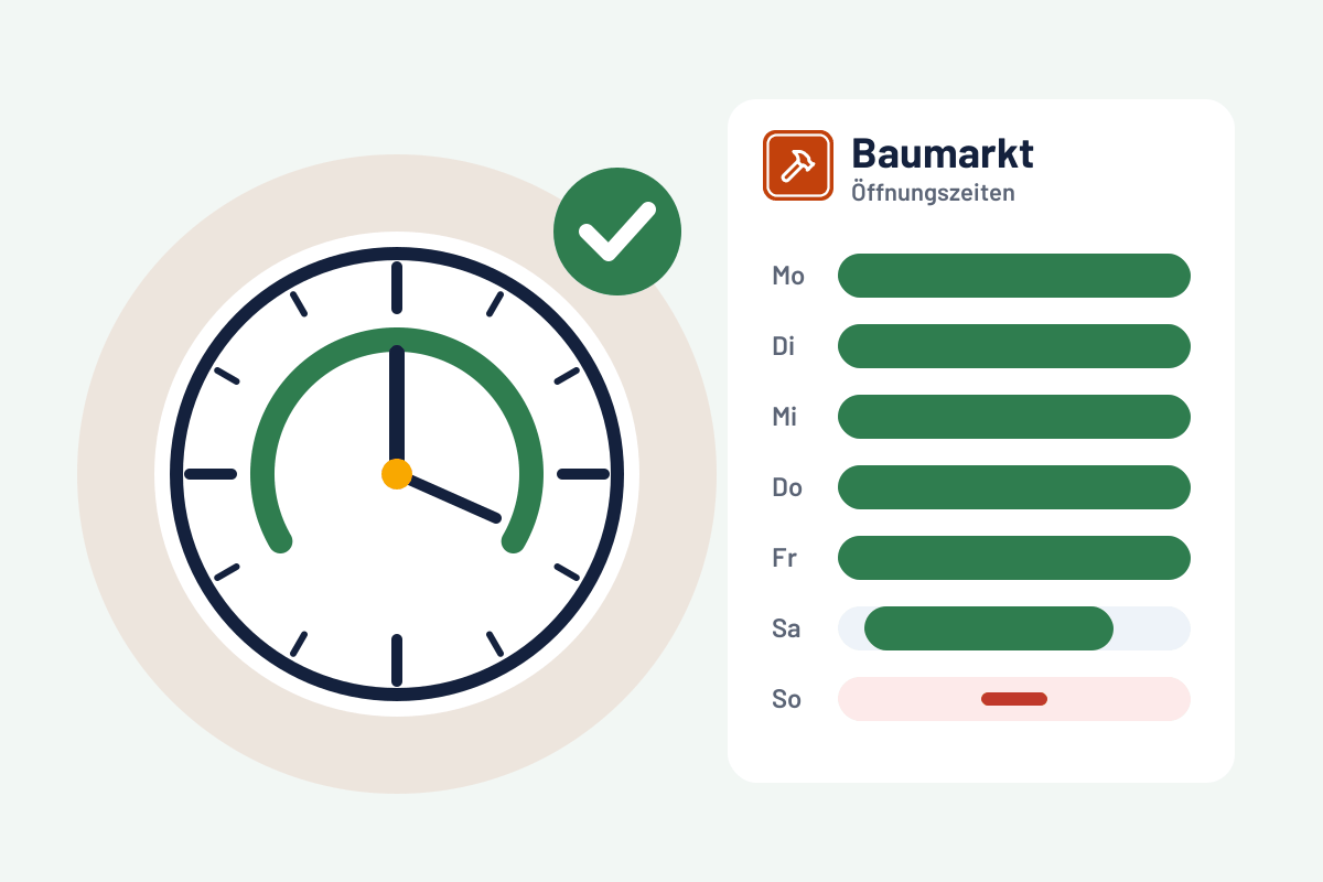 Baumarkt: Öffnungszeiten prüfen und sehen, was jetzt geöffnet ist