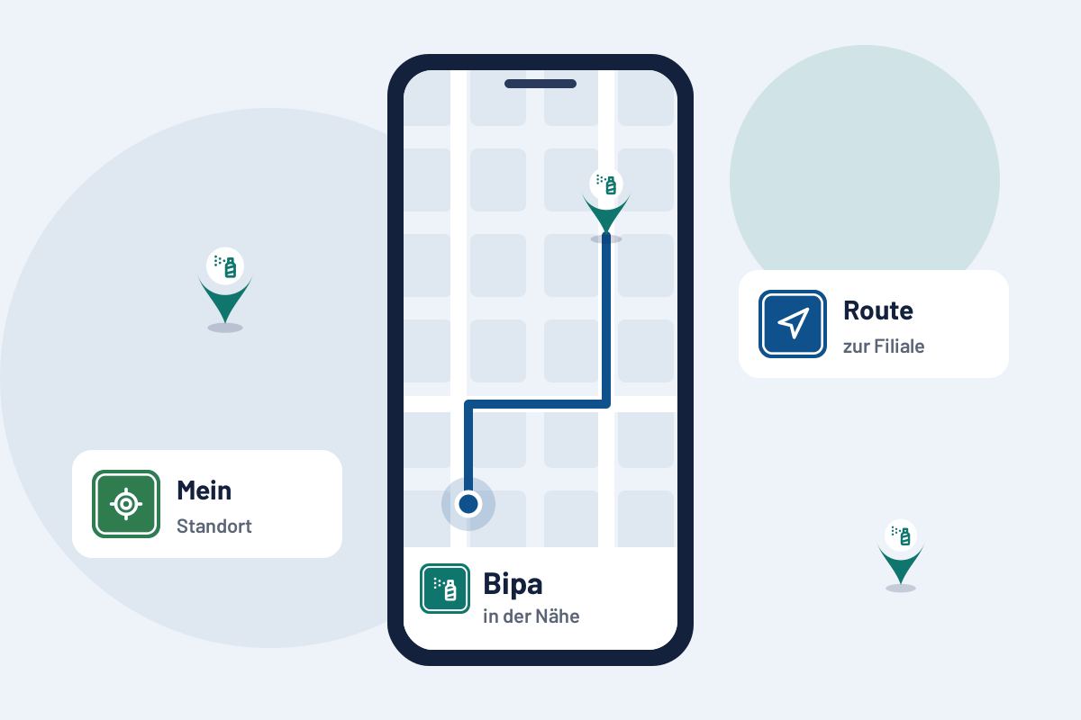 Bipa in der Nähe: Route zur nächsten Filiale auf dem Handy