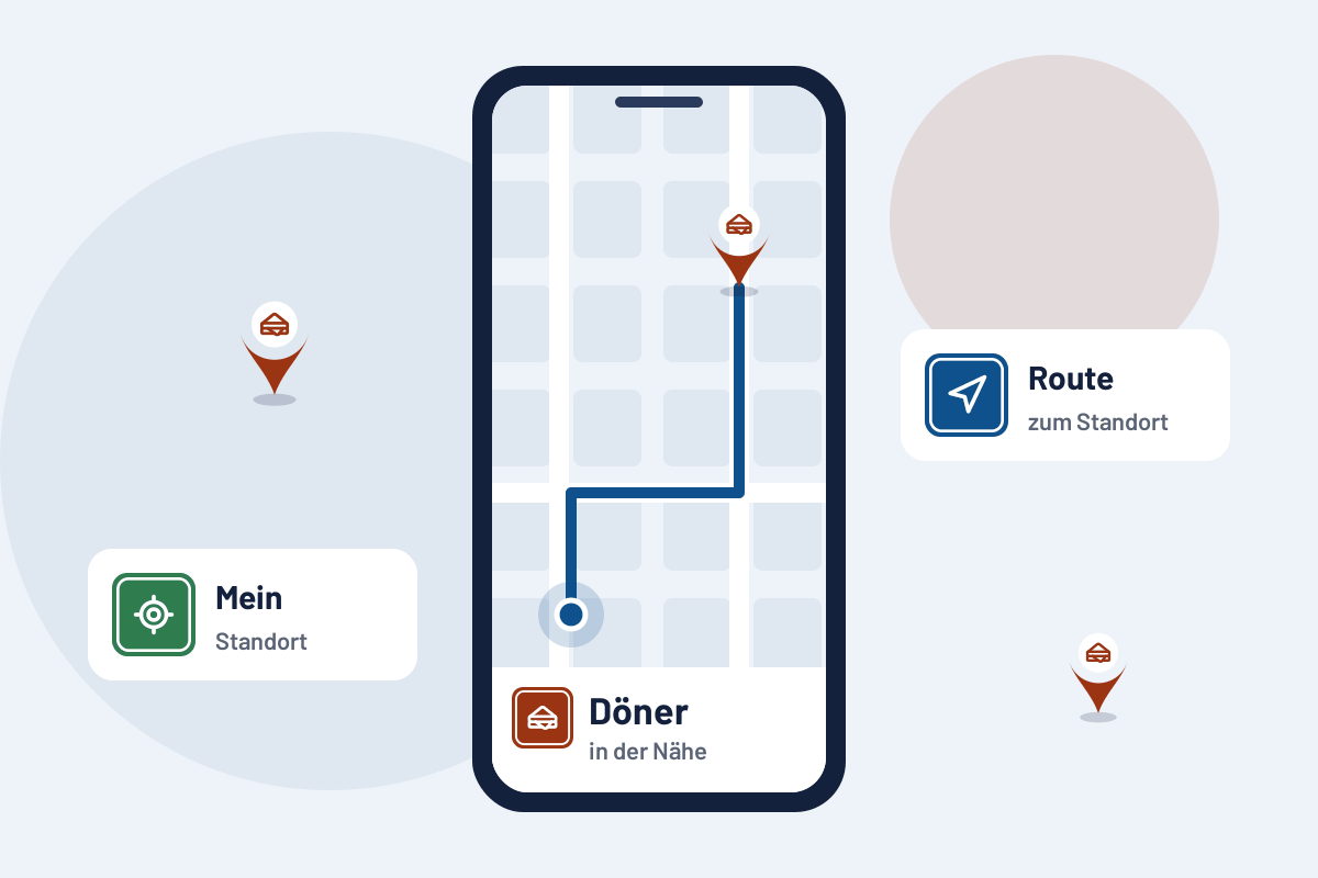 Döner in der Nähe: Route zur nächsten Adresse auf dem Handy