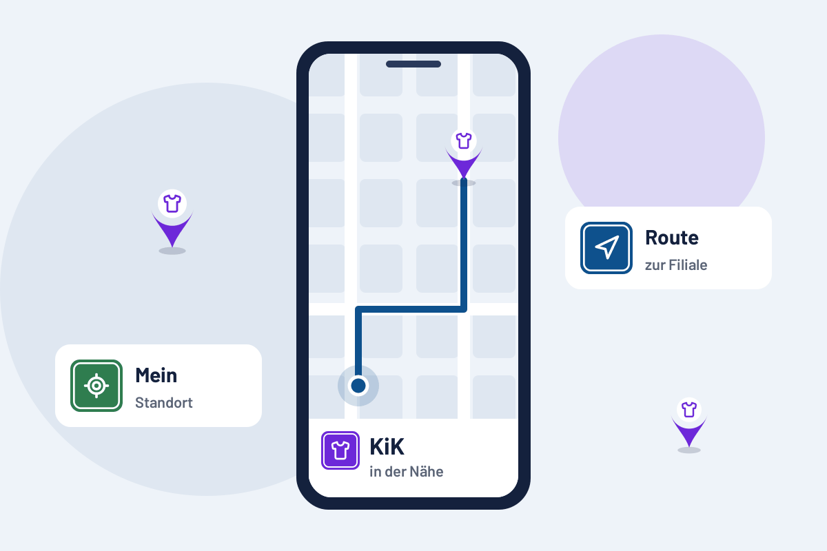 KiK in der Nähe: Route zur nächsten Filiale auf dem Handy