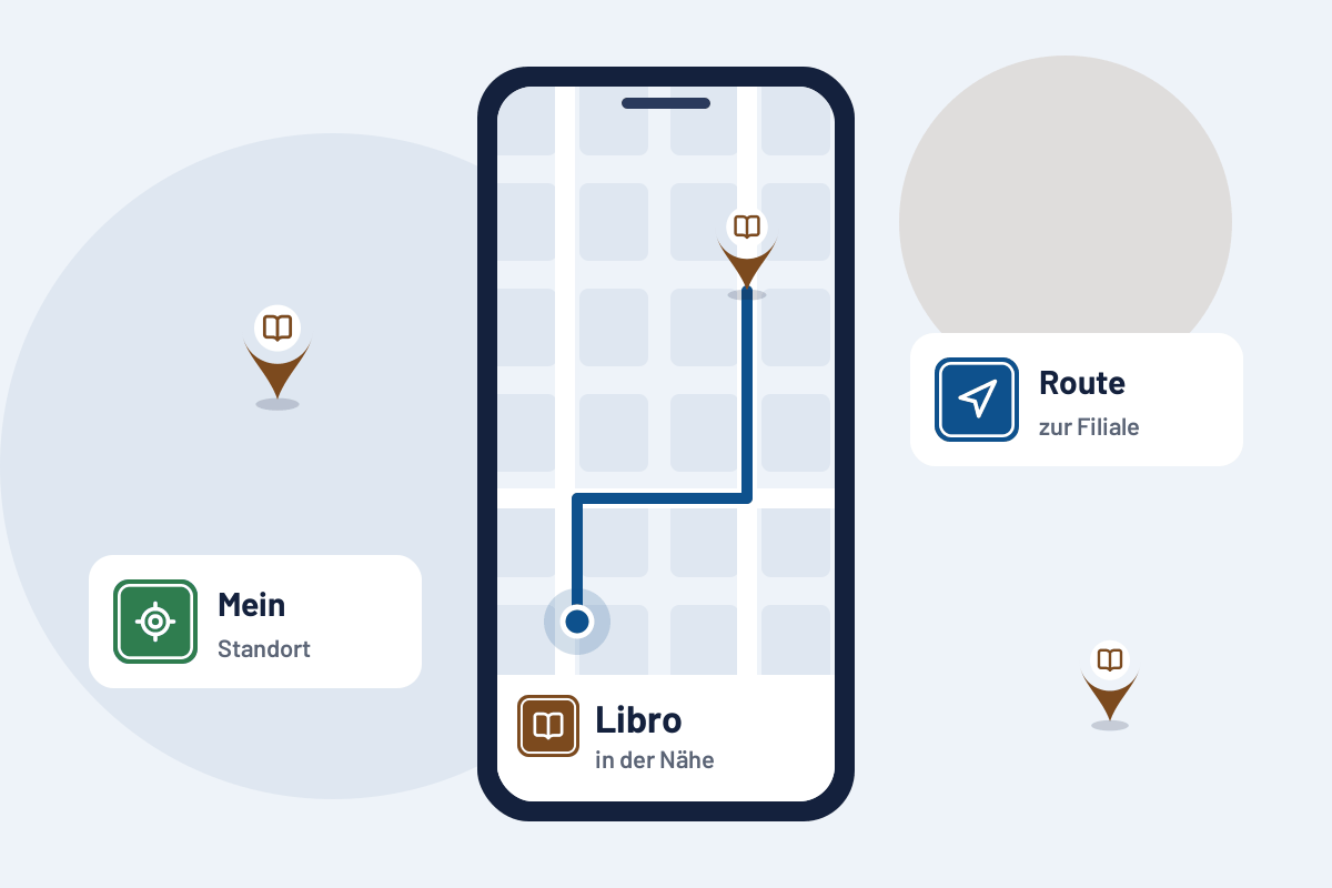 Libro in der Nähe: Route zur nächsten Filiale auf dem Handy