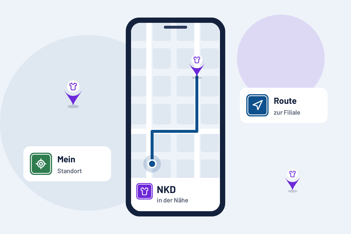 NKD in der Nähe: Route zur nächsten Filiale auf dem Handy