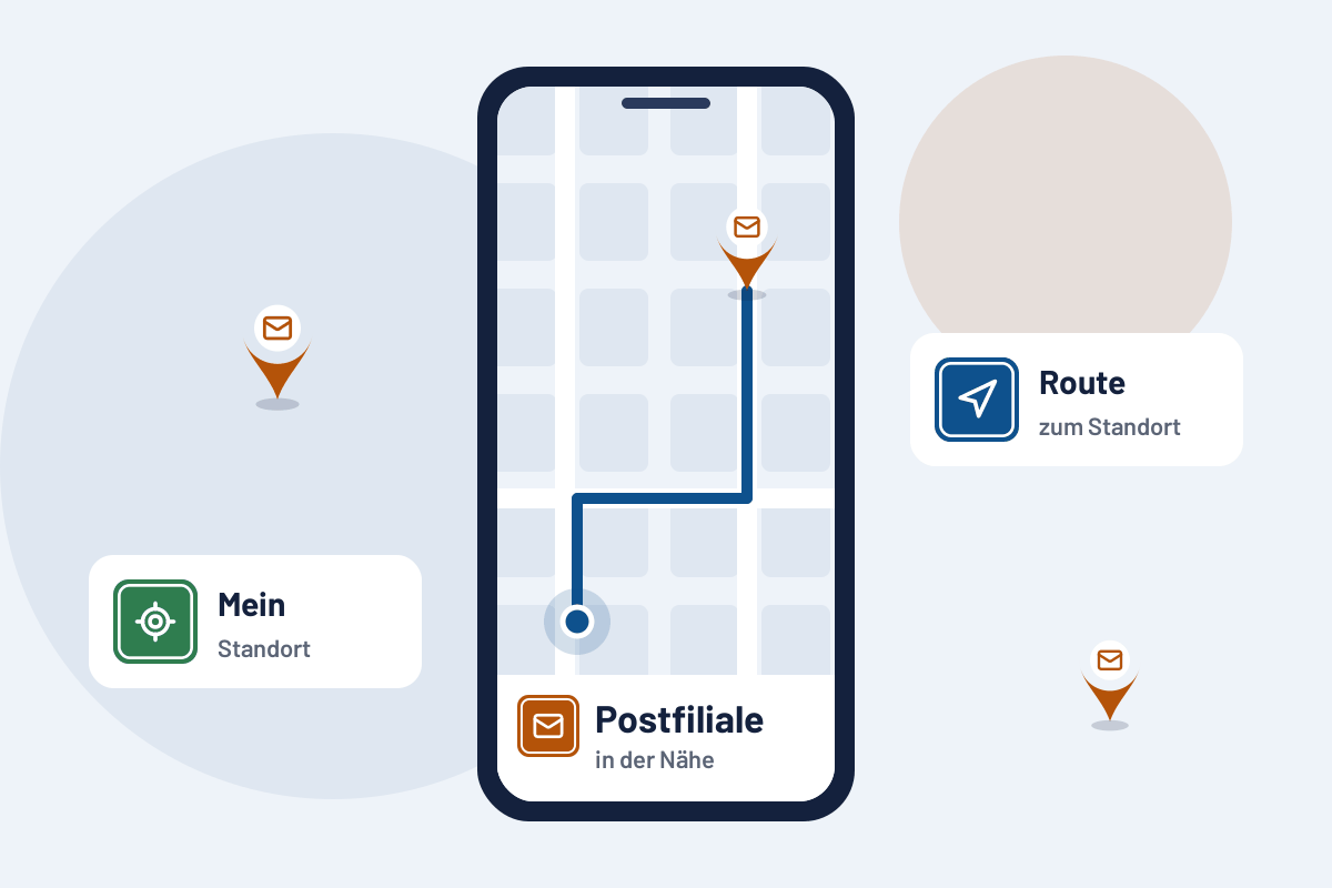 Postfiliale in der Nähe: Route zur nächsten Adresse auf dem Handy