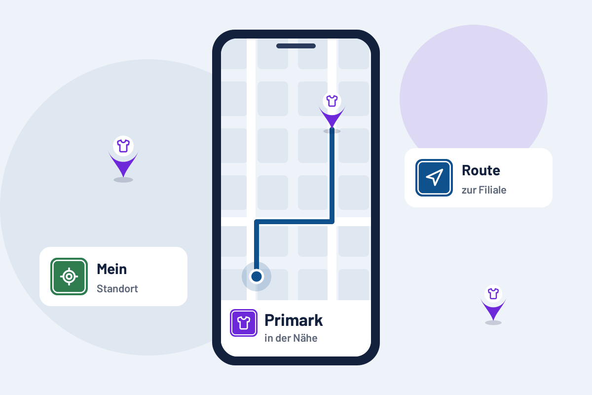 Primark in der Nähe: Route zur nächsten Filiale auf dem Handy