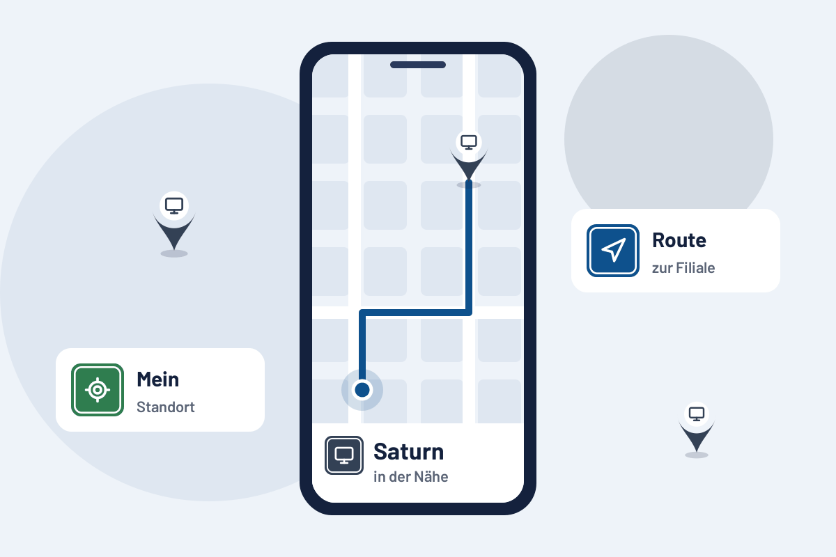 Saturn in der Nähe: Route zur nächsten Filiale auf dem Handy