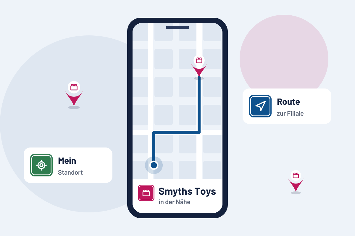 Smyths Toys in der Nähe: Route zur nächsten Filiale auf dem Handy