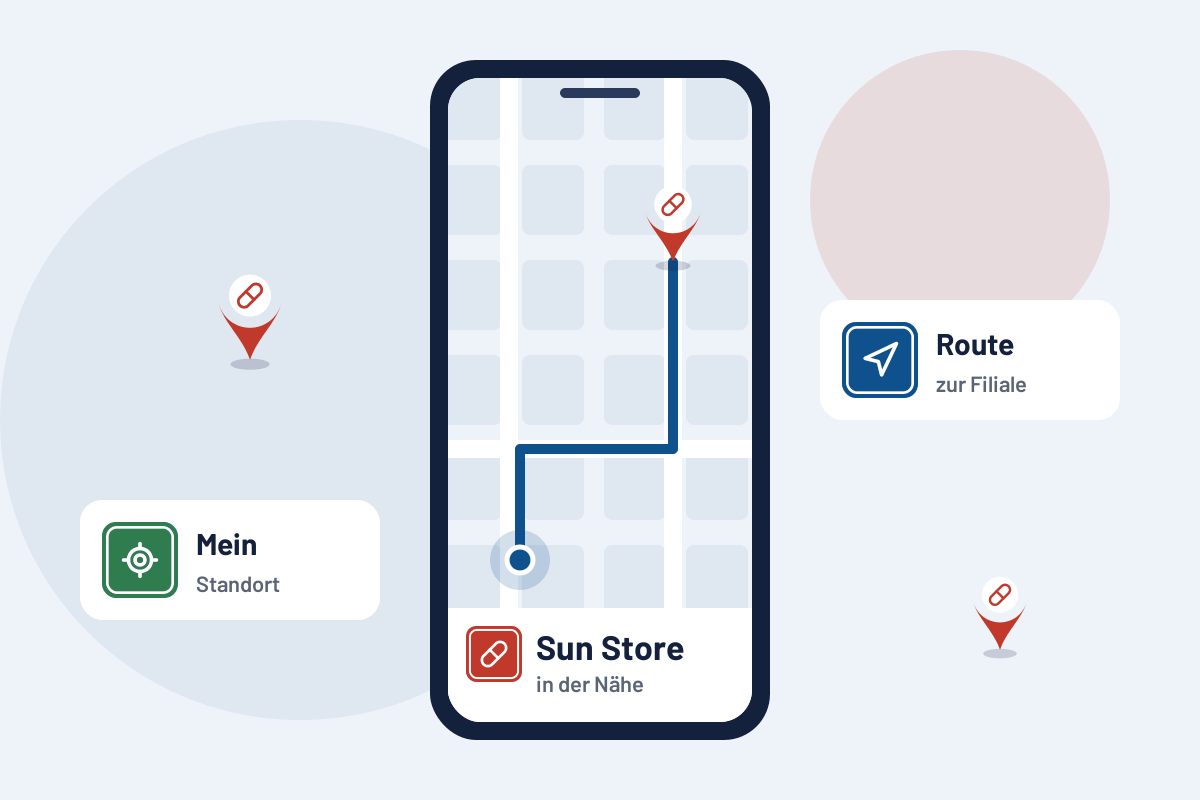 Sun Store in der Nähe: Route zur nächsten Filiale auf dem Handy