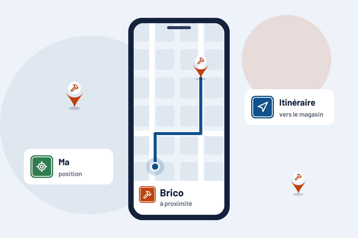 Brico à proximité : itinéraire vers le magasin Brico le plus proche sur mobile