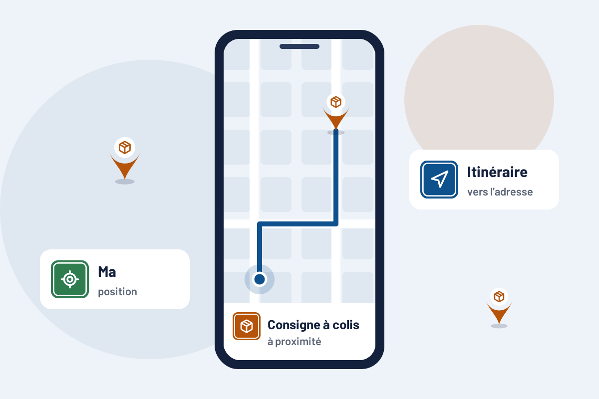 Consigne à colis à proximité : itinéraire vers la consigne à colis la plus proche sur mobile