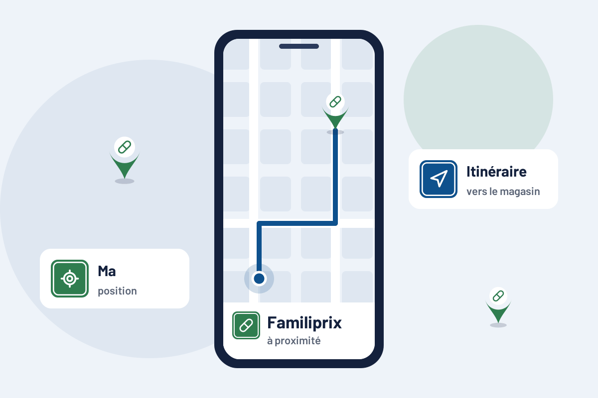 Familiprix à proximité : itinéraire vers la pharmacie Familiprix la plus proche sur mobile