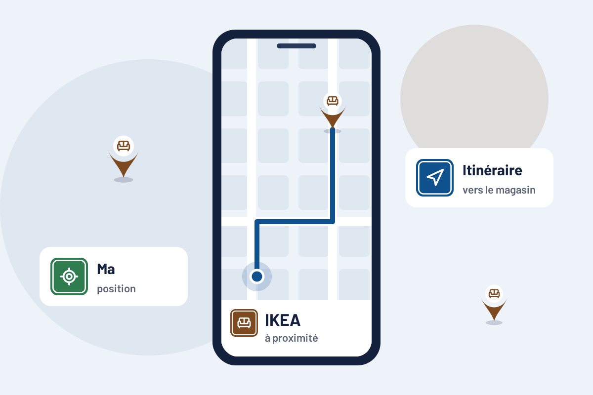 IKEA à proximité : itinéraire vers le magasin IKEA le plus proche sur mobile