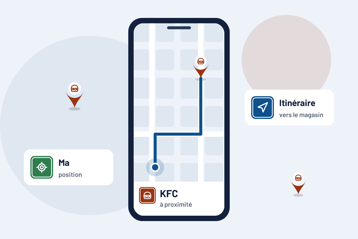 KFC à proximité : itinéraire vers le restaurant KFC le plus proche sur mobile