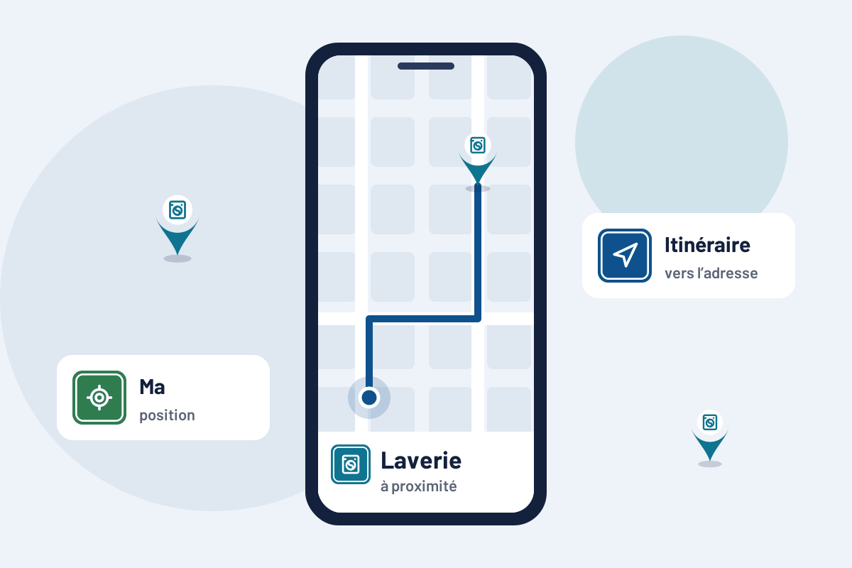 Laverie à proximité : itinéraire vers la laverie la plus proche sur mobile