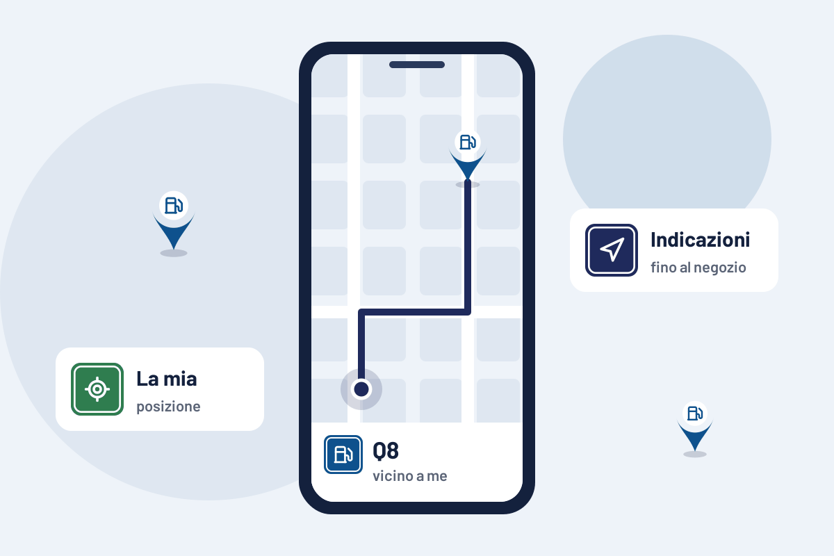Q8 vicino a me: indicazioni per il distributore Q8 più vicino sul telefono