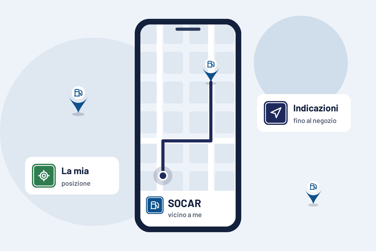SOCAR vicino a me: indicazioni per il distributore SOCAR più vicino sul telefono
