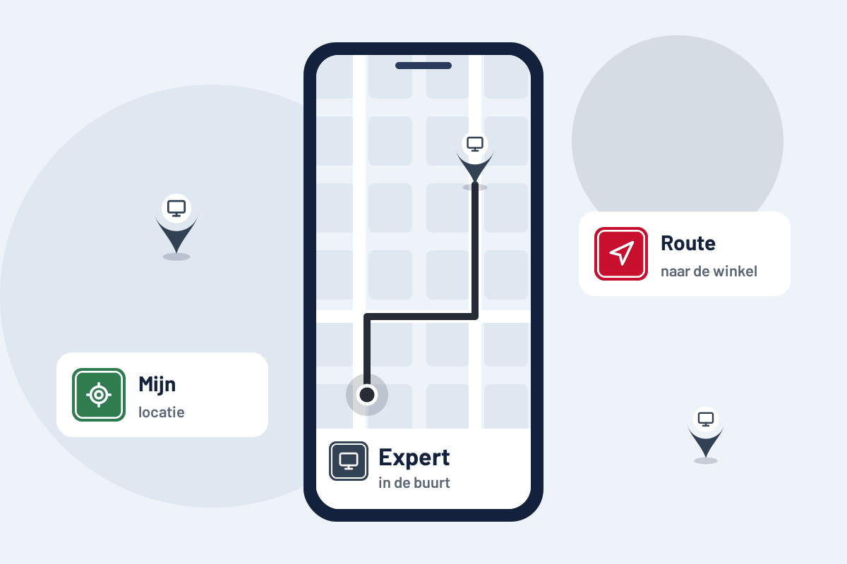 Expert in de buurt: route naar de dichtstbijzijnde Expert op uw telefoon