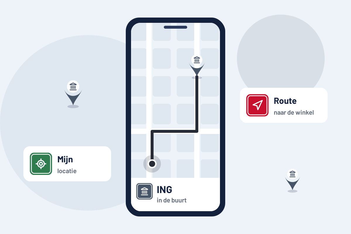 ING in de buurt: route naar het dichtstbijzijnde ING-kantoor op uw telefoon