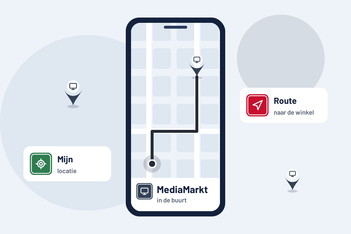 MediaMarkt in de buurt: route naar de dichtstbijzijnde MediaMarkt op uw telefoon