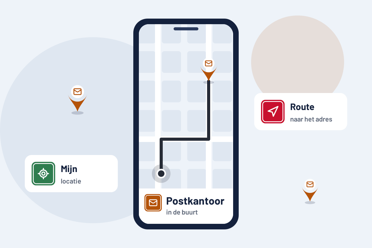 Postkantoor in de buurt: route naar het dichtstbijzijnde postpunt op uw telefoon