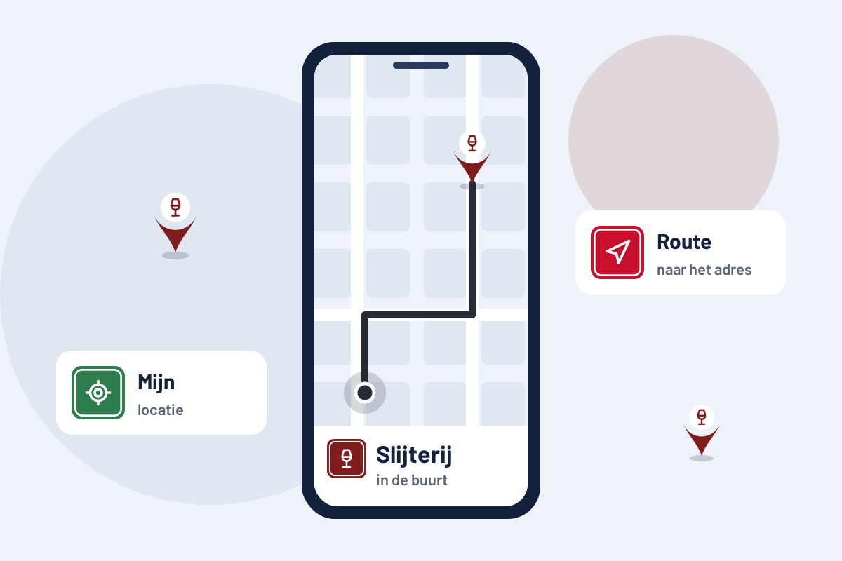 Slijterij in de buurt: route naar de dichtstbijzijnde slijterij op uw telefoon