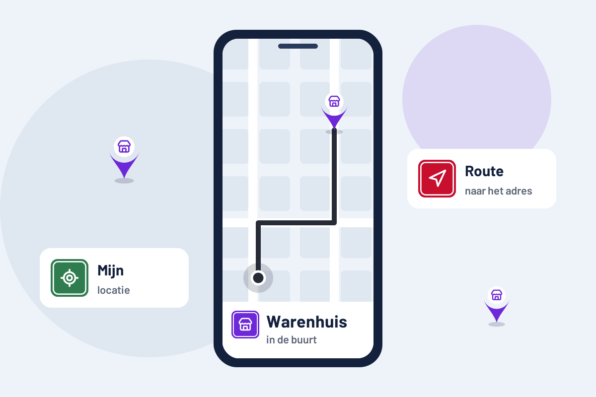 Warenhuis in de buurt: route naar het dichtstbijzijnde warenhuis op uw telefoon